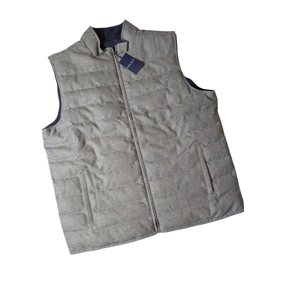 Peter Millar Crown Gray Wool Nylon Quilted Puffer Vest Jacket Sz XL NWT $595 - Picture 7 of 8